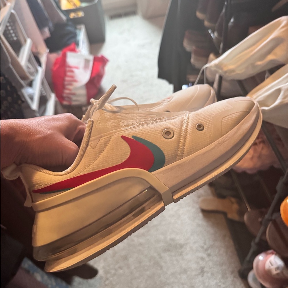 Nike White Sneakers with Red and Blue Accents